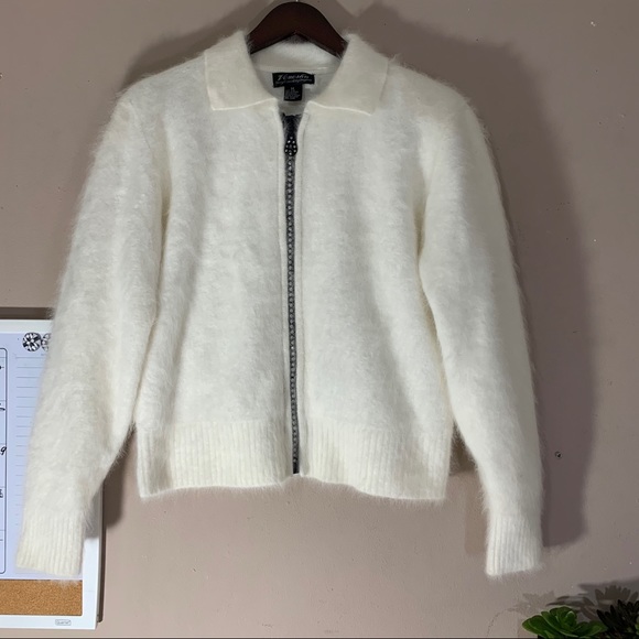 Venesha Angora Fur Sweater Jacket Soft Zip Front - Picture 7 of 7